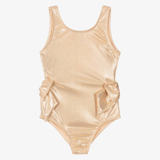 Angel's Face-Girls Metallic Gold Swimsuit (UPF50+) | Childrensalon