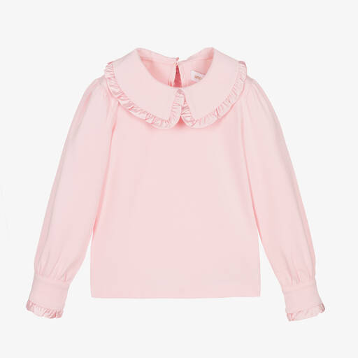 Angel's Face-Girls Pink Cotton Collared Top | Childrensalon