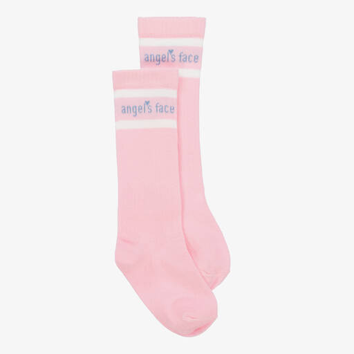 Angel's Face-Girls Pink Cotton Rich Long Socks | Childrensalon