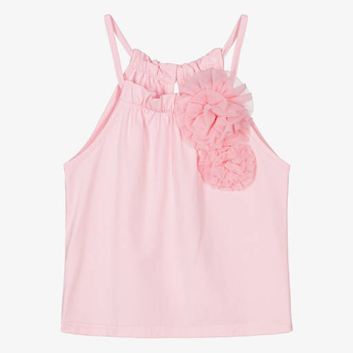 Angel's Face-Girls Pink Cotton Vest Top | Childrensalon