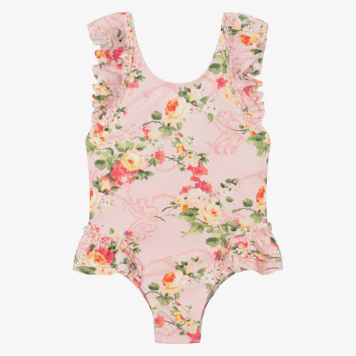 Angel's Face-Girls Pink Floral Print Swimsuit (UPF50+) | Childrensalon