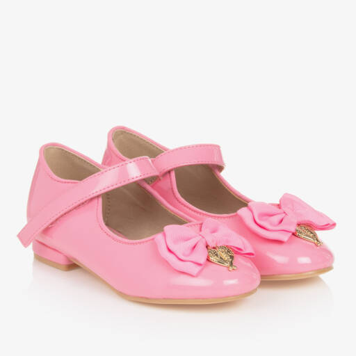 Angel's Face-Girls Pink Patent Faux Leather Shoes with Logo Bow | Childrensalon