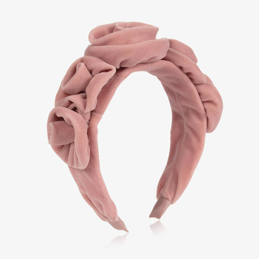 Angel's Face-Girls Pink Velvet Roses Hairband | Childrensalon