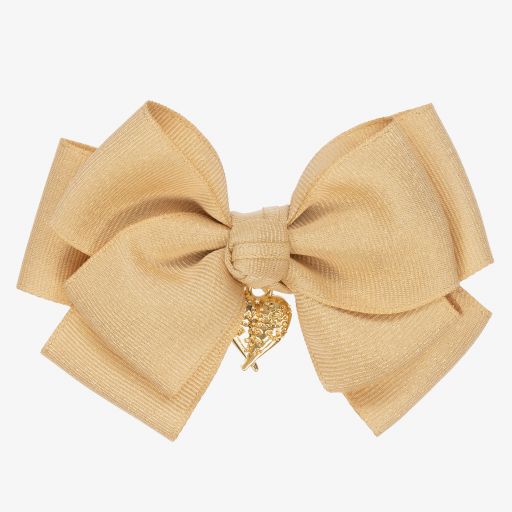 Angel's Face-Gold Bow Hair Clip (11cm) | Childrensalon