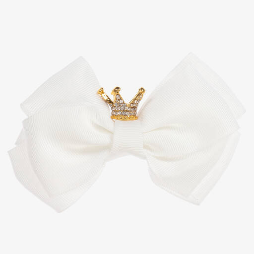 Angel's Face-Off-White Bow Hair Clip (11cm) | Childrensalon