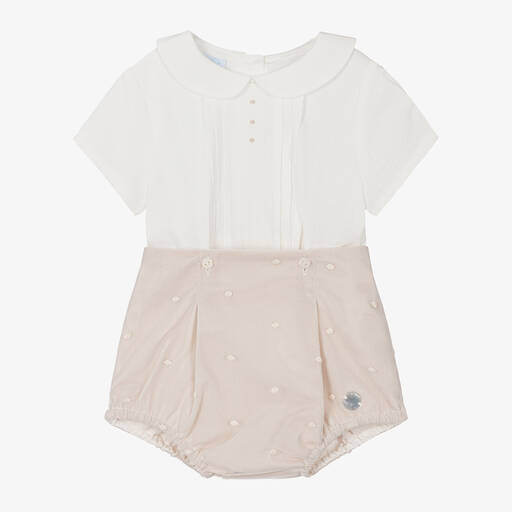 Artesanía Granlei-Boys Ivory & Beige Buster Suit | Childrensalon