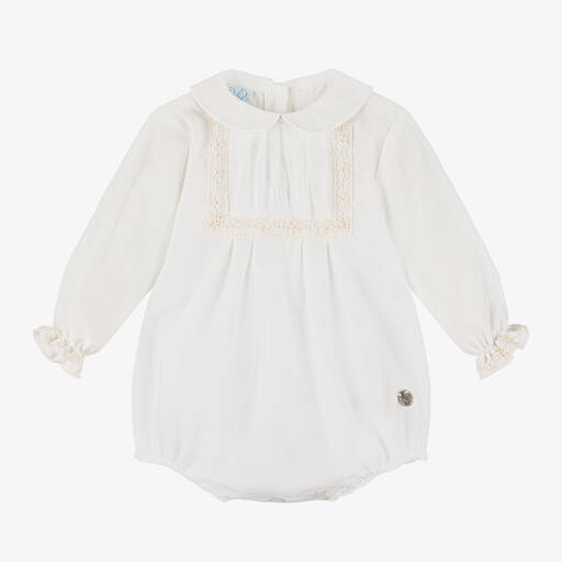 Artesanía Granlei-Ivory Embroidered Tulle Baby Shortie | Childrensalon