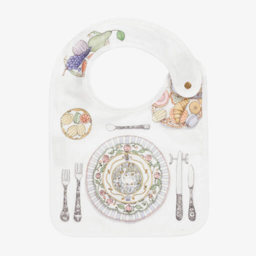 Atelier Choux Paris-Ivory Organic Cotton Bon Appétit Bib | Childrensalon
