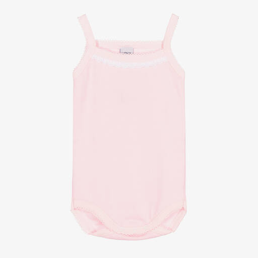 Babidu-Baby Girls Pink Cotton Bodyvest | Childrensalon