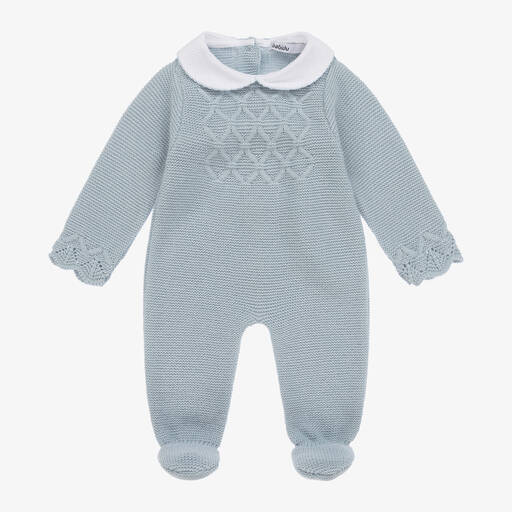 Babidu-Blue Knitted Babygrow | Childrensalon