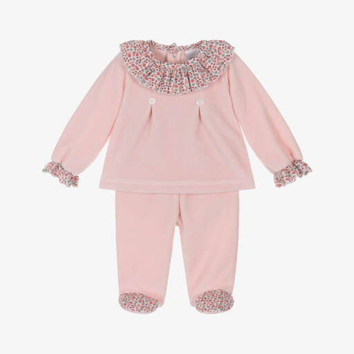 Pink Flower Velour Babygrow main image 0