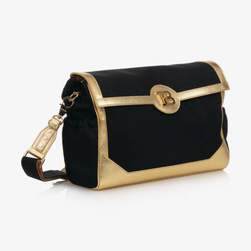 Balmain-Black Logo Changing Bag (40cm) | Childrensalon