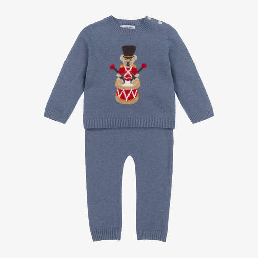 Beatrice & George-Boys Blue Wool & Cashmere Trouser Set | Childrensalon