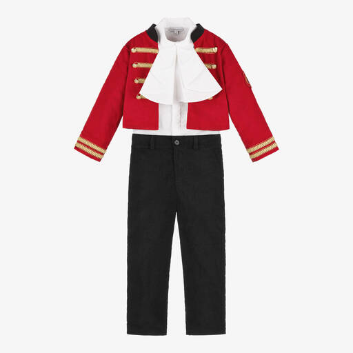 Beatrice & George-بدلة عسكرية قطن لون أحمر للأولاد (3 قطع) | Childrensalon
