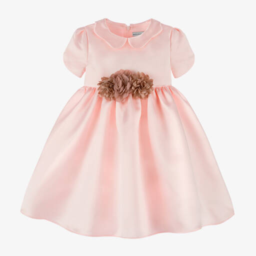 Beatrice & George-Girls Pink Satin Tulip Sleeve Dress | Childrensalon