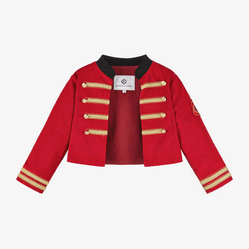 Beatrice & George-Red Cotton Military Jacket | Childrensalon