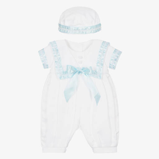 Beau KiD-Baby Boys White Satin Shortie Set | Childrensalon
