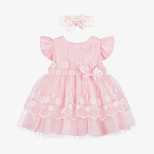 Beau KiD-طقم فستان وطوق رأس تول لون زهري | Childrensalon