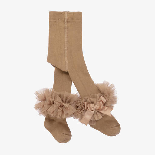 Beau KiD-Beige Frilly Cotton Tights | Childrensalon