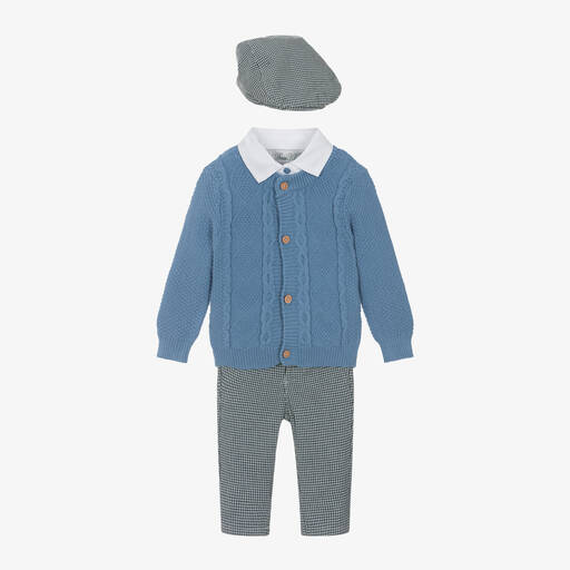 Beau KiD-Boys Blue Cotton Trouser Set | Childrensalon
