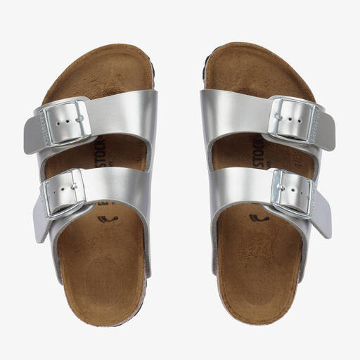 Birkenstock-Silver Buckle Sandals | Childrensalon