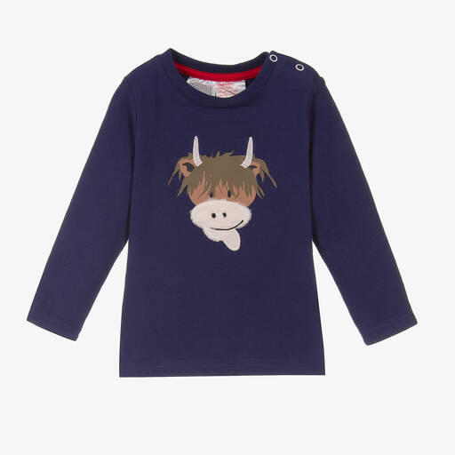 Blade & Rose-Boys Blue Cotton Highland Cow Top | Childrensalon
