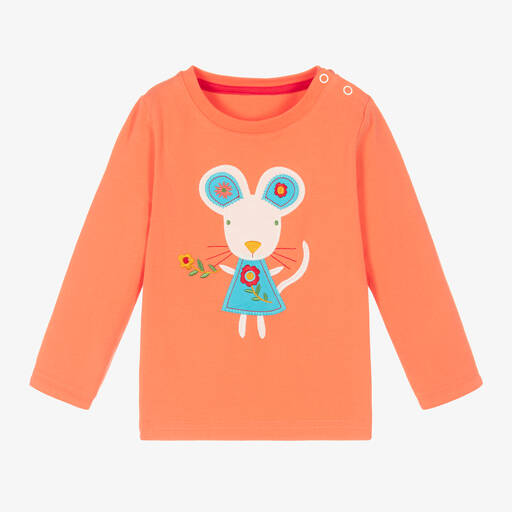 Blade & Rose-Girls Orange Cotton Maura The Mouse Top | Childrensalon