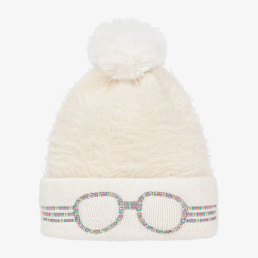 Bling2o-Girls Ivory Wool Pom-Pom Hat | Childrensalon