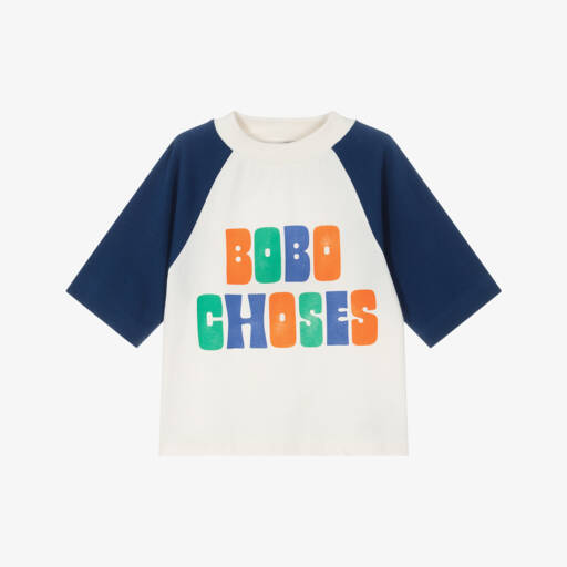 Bobo Choses-Ivory Organic Cotton Raglan T-Shirt | Childrensalon