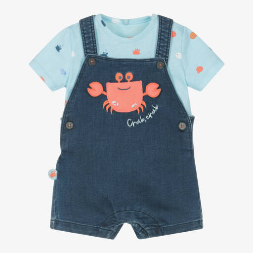 Boboli Twinkle Little StarTee, Pant, Bib & Beanie Set- White/Blue/Grey main image 1