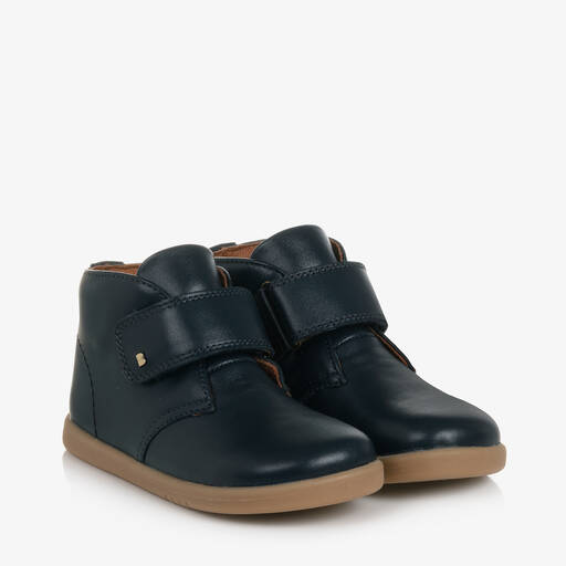 Bobux-Boys Navy Blue Leather Velcro Boots | Childrensalon