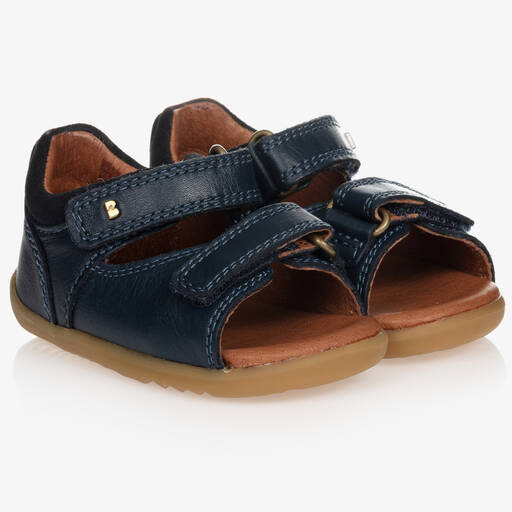 Bobux Step Up-Navy Blue Leather Baby Sandals | Childrensalon