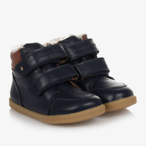 Bobux IWalk-Navy Blue Leather Boots | Childrensalon