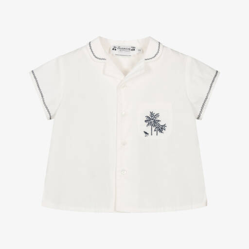 Bonpoint-Baby Boys Embroidered White Cotton Shirt | Childrensalon