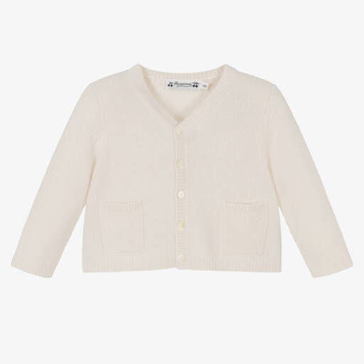 Bonpoint-Girls Ivory Pure Cashmere Cardigan | Childrensalon