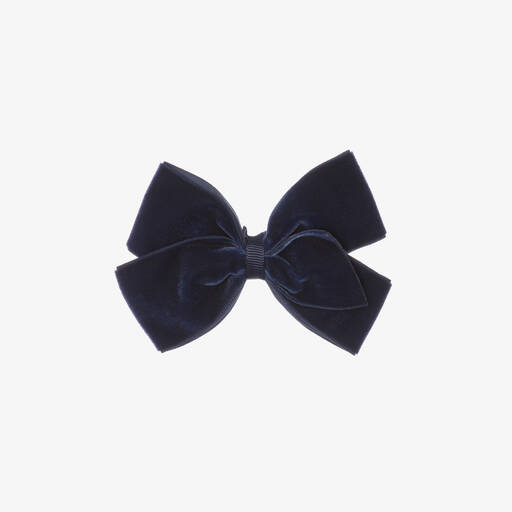 Bowtique London-Blue Velvet Bow Hair Clip (11cm) | Childrensalon