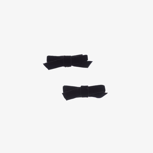 Bowtique London-مشبك فيونكة للشعر مخمل لون أسود (عدد 2) | Childrensalon