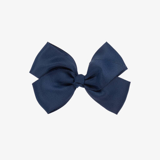 Bowtique London-Navy Blue Bow Hair Clip (10cm) | Childrensalon