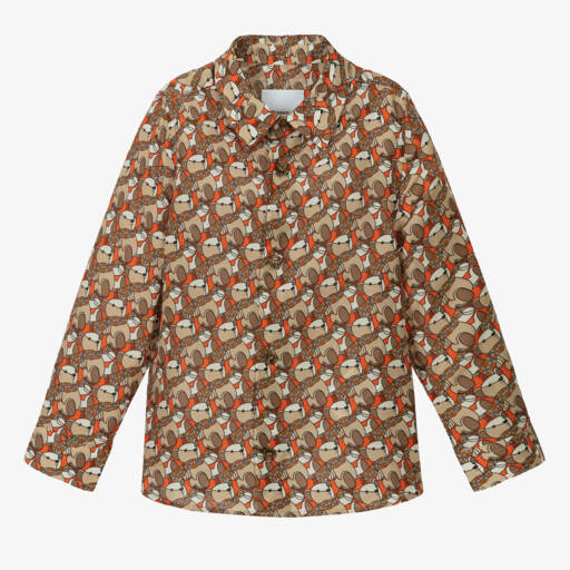 Burberry-Baby Boys Beige Cotton & Silk Shirt | Childrensalon