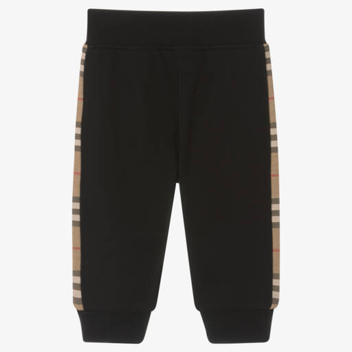 Burberry-Baby Boys Black Cotton Joggers | Childrensalon