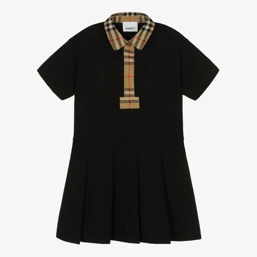 Burberry-Black Vintage Check Polo Dress | Childrensalon