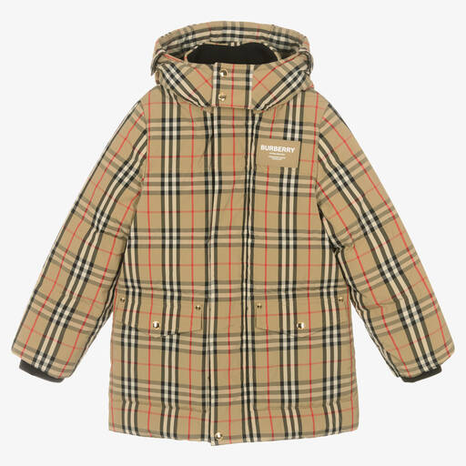 Burberry-Teen Boys Beige Puffer Coat | Childrensalon