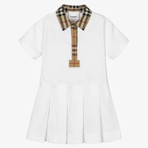 Burberry-White Vintage Check Baby Dress | Childrensalon