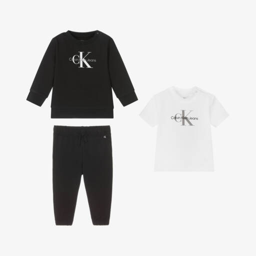 Calvin Klein-Black Organic Cotton Tracksuit Gift Set | Childrensalon