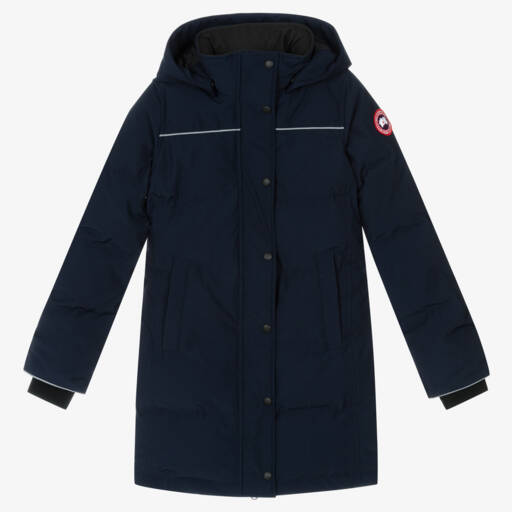 Canada Goose-Girls Blue Down Padded Juniper Parka Coat | Childrensalon