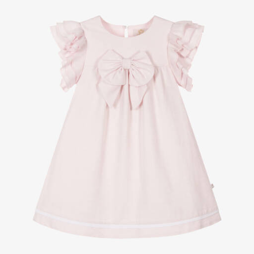 Caramelo Kids-Girls Pink Linen & Cotton Dress | Childrensalon