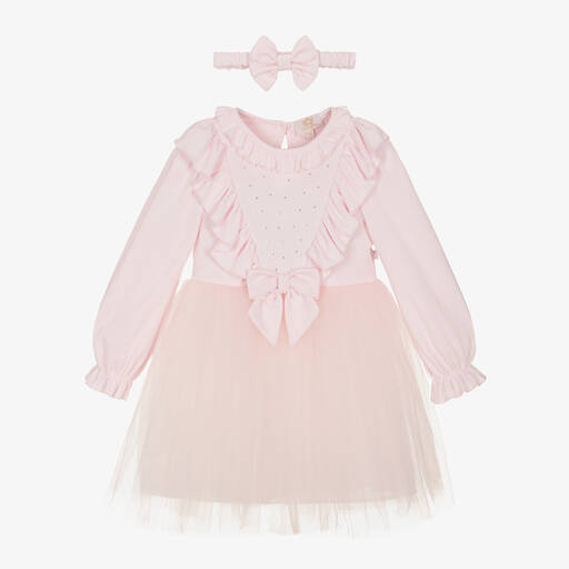 Caramelo Kids-Girls Pink Tulle Dress & Headband Set | Childrensalon