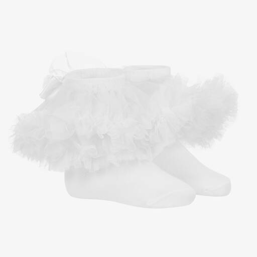 Caramelo Kids-Girls White Frilly Socks | Childrensalon