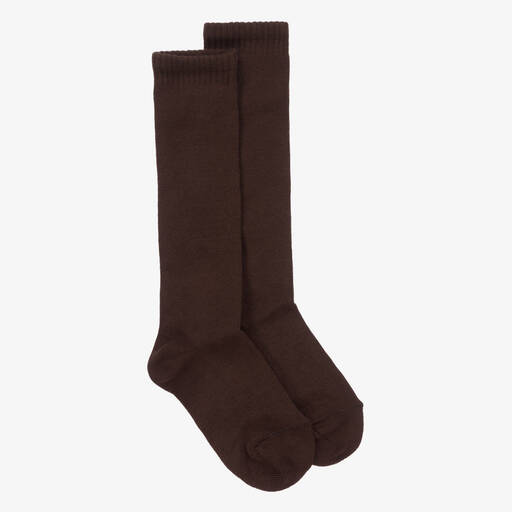 Carlomagno-Brown Cotton Knee Length Socks | Childrensalon