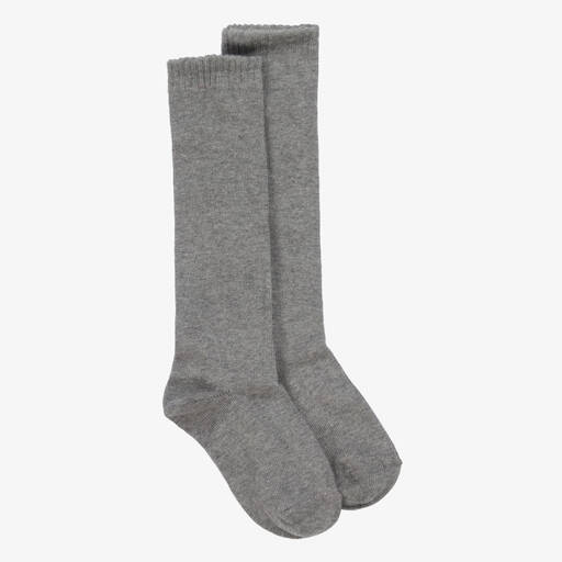 Carlomagno-Grey Cotton Knee Length Socks | Childrensalon